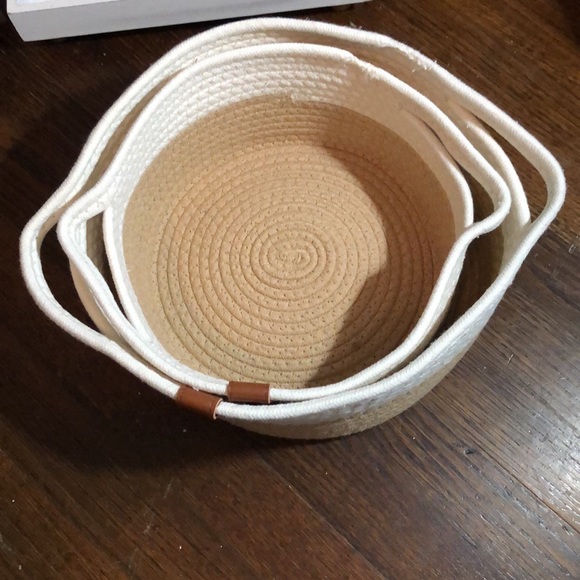Cotton Rope Baskets Woven Foldable Storage Bin with Handles - Picture 6 of 10